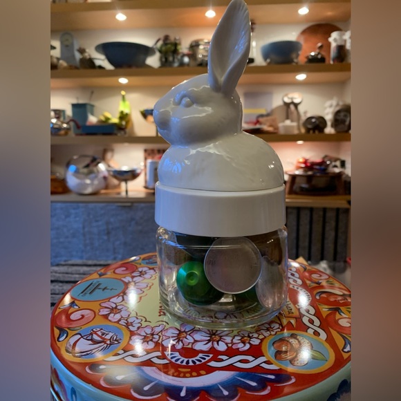 IMM LIVING Rabbit Head Ceramic Glass Jar for Valentine’s Easter $30 - Picture 2 of 7